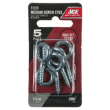 Ace 3/16 in. D X 1-1/2 in. L Zinc-Plated Steel Screw Eye 75 lb. cap. 5 pk, Pack of 5