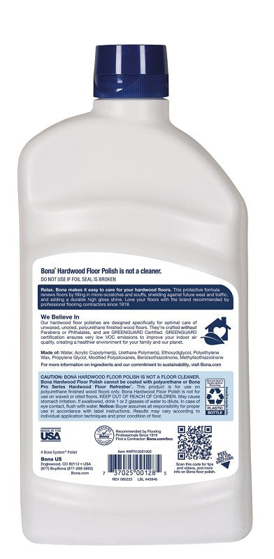 Bona WP510051002 Floor Polish, 32 oz Bottle