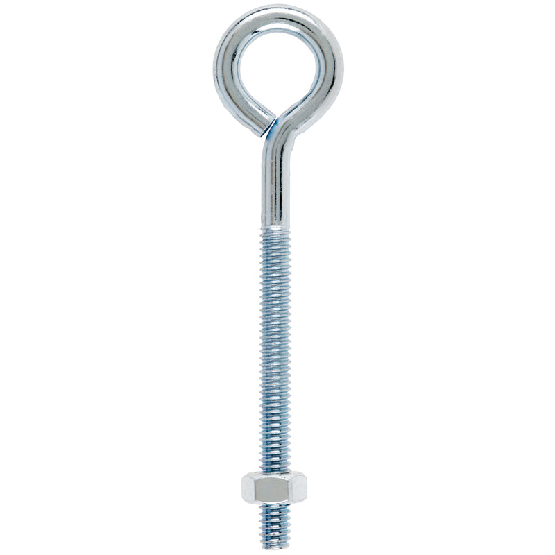 Hampton 1/4 in. X 4 in. L Zinc-Plated Steel Eyebolt Nut Included, Pack of 10
