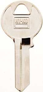 Hy-Ko 11010VR2 Key Blank, Brass, Nickel, For: Viro Cabinet, House Locks and Padlocks, VR2 Key Number, Pack of 10
