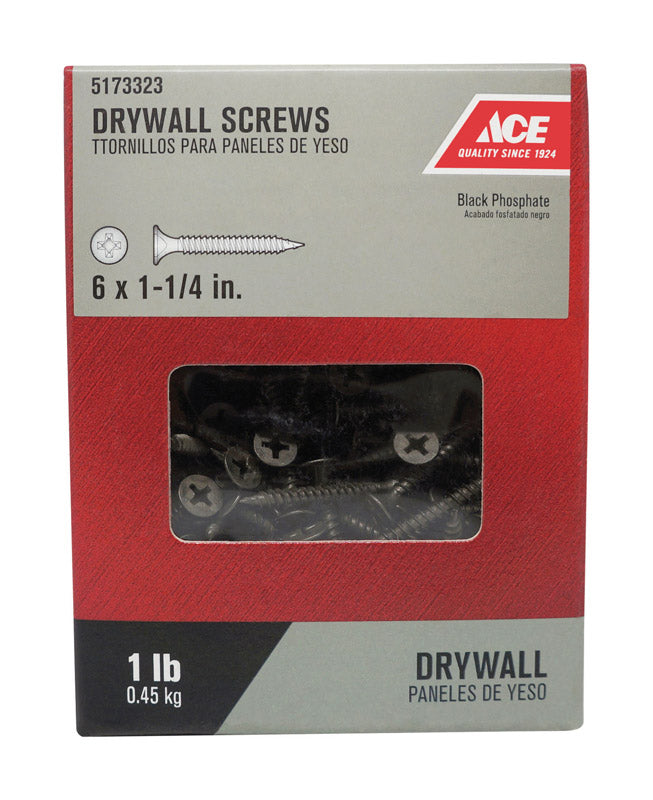 Ace No. 6 wire X 1-1/4 in. L Phillips Fine Drywall Screws 1 lb 283 pk