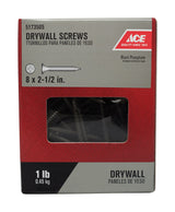 Ace No. 8 wire X 2-1/2 in. L Phillips Fine Drywall Screws 1 lb 112 pk