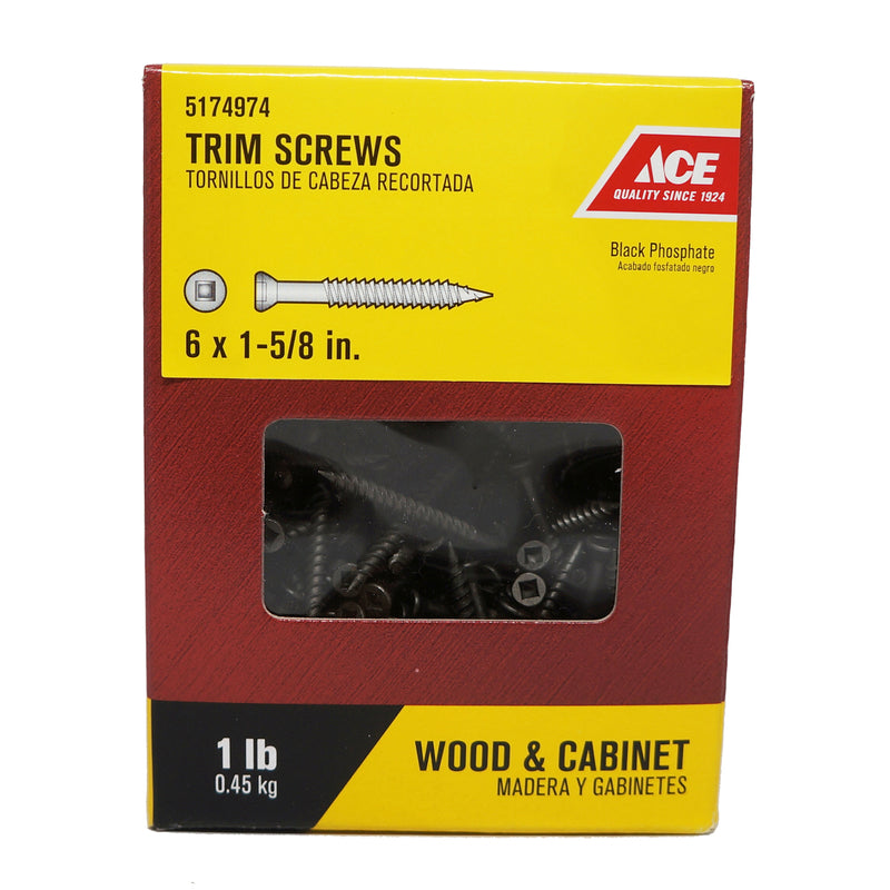 Ace No. 6 X 1-5/8 in. L Square Black Phosphate Fine Trim Screws 265 pk