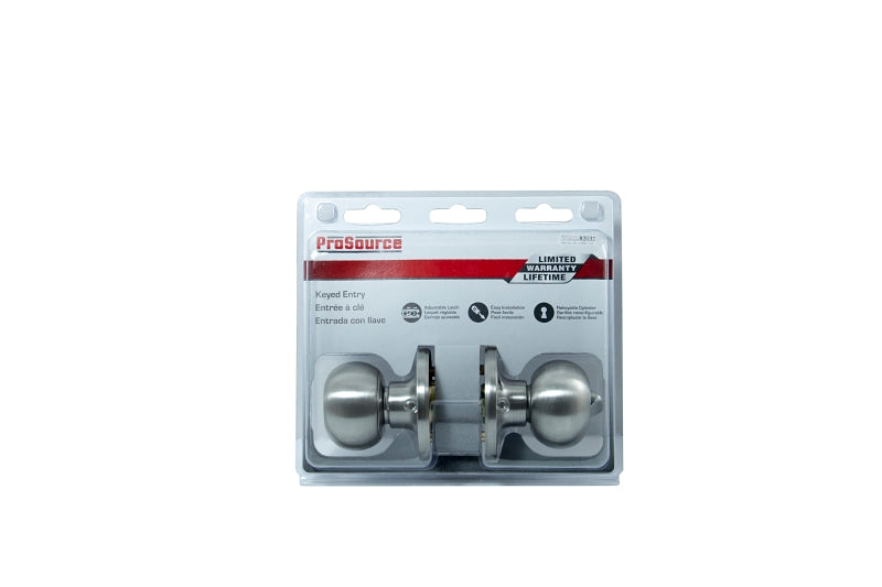 ProSource T9600BRA4V Entry Knob, Stainless Steel, K3, KW1 Keyway, 3 Grade, Pack of 3