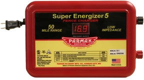 Parmak SE-5/4 Electric Fence Charger, 1.5 to 6.3 J Output Energy, 110/120 V, 50 mile Fence Distance