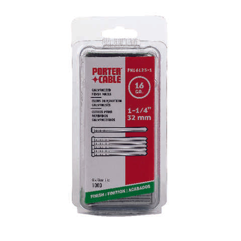 Porter Cable 1-1/4 in. L X 16 Ga. Straight Strip Galvanized Finish Nails 1,000 pk