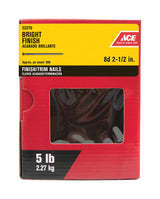 Ace 8D 2-1/2 in. Finishing Bright Steel Nail Countersunk Head 5 lb