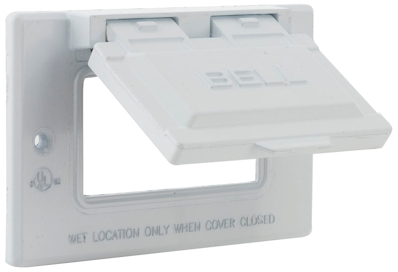 Hubbell 5101-1 Cover, Flip, Snap, 2-13/16 in L, 4-9/16 in W, 1-Gang, Metal, White, Powder-Coated, 24/CT