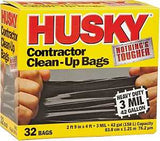 Husky HK42WC032B Contractor Clean-Up Bag, 42 gal, Black, Polyethylene