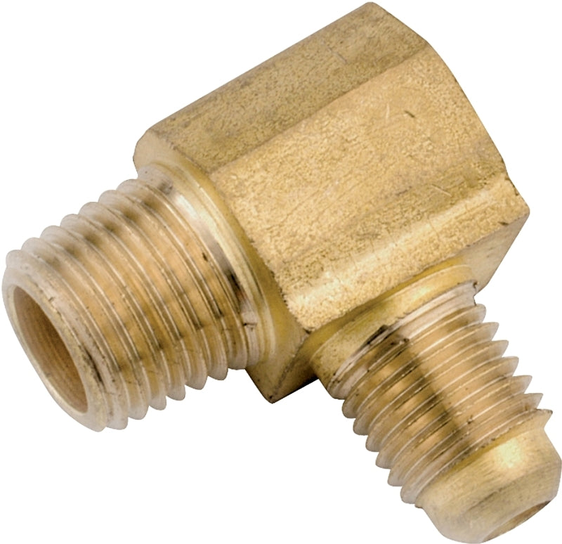 Anderson Metals 754049-0402 Reducing Tube Elbow, 1/4 x 1/8 in, Flare x Male, 90 deg Angle, Brass, 1400 psi Pressure