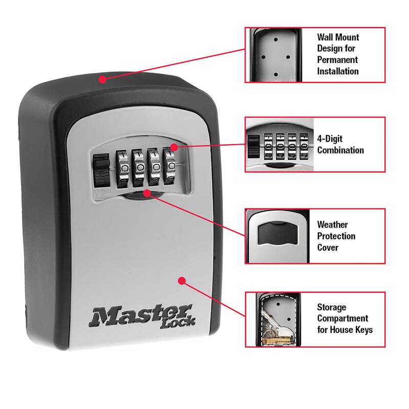 Master Lock 5-7/32 in. H X 1-11/16 in. W X 3-1/4 in. L Steel 4-Digit Combination Lock Box