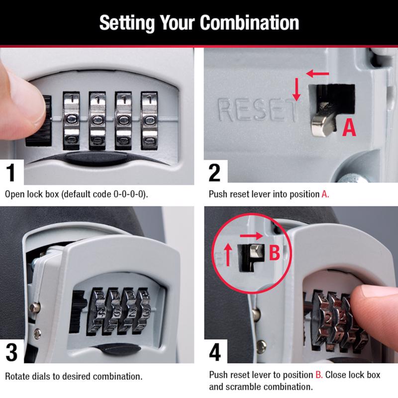 Master Lock 5-7/32 in. H X 1-11/16 in. W X 3-1/4 in. L Steel 4-Digit Combination Lock Box