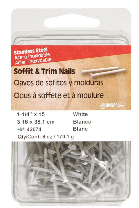 HILLMAN 1-1/4 in. Soffit and Trim Stainless Steel Nail Flat Head, Pack of 5