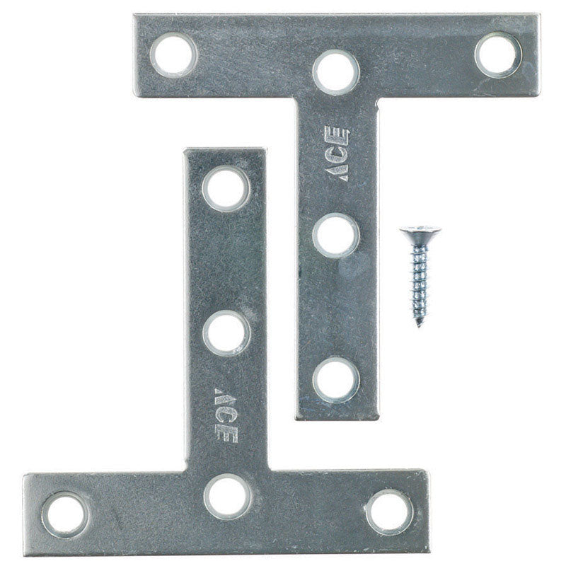 Ace 3 in. H X 3.75 in. W X 3 in. D Zinc Tee Plate, Pack of 5