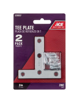 Ace 3 in. H X 3.75 in. W X 3 in. D Zinc Tee Plate, Pack of 5