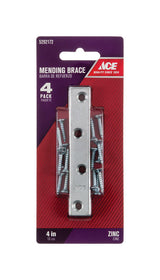 Ace 4 in. H X 0.625 in. W X .72 in. L Zinc Mending Brace, Pack of 5