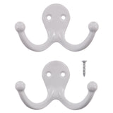 Ace 1-3/4 in. L Painted White Metal Small Double Garment Hook 2 pk, Pack of 5