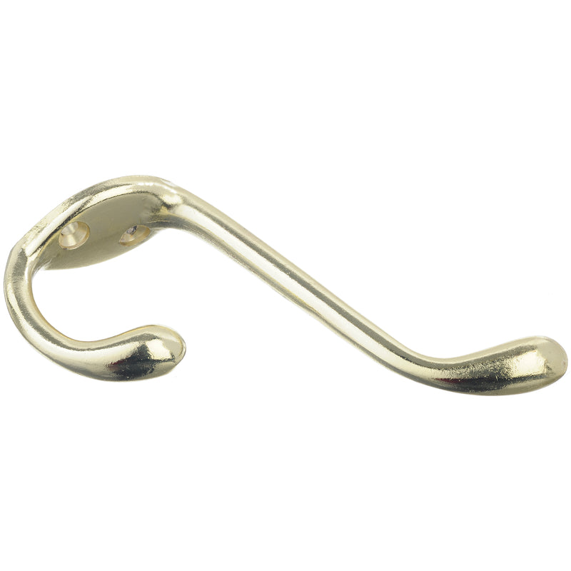 Ace 3-1/2 in. L Bright Brass Gold Brass Large Garment Coat/Hat Hook 1 pk, Pack of 5