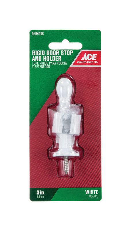 Ace 3 in. W Metal White Rigid Door Stop w/Holder Mounts to door and wall 5/32 in., Pack of 5