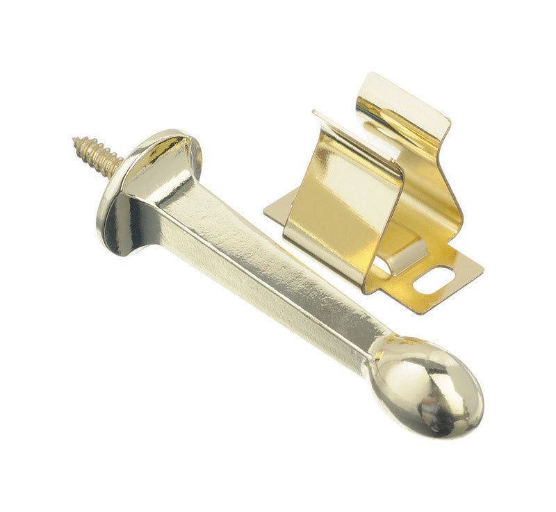 Ace 3 in. W Metal Bright Gold Rigid Door Stop w/Holder Mounts to door and wall 5/32 in., Pack of 5