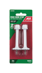 Ace 3 in. W Metal White Rigid Door Stop Mounts to door and wall 1/8 in., Pack of 5