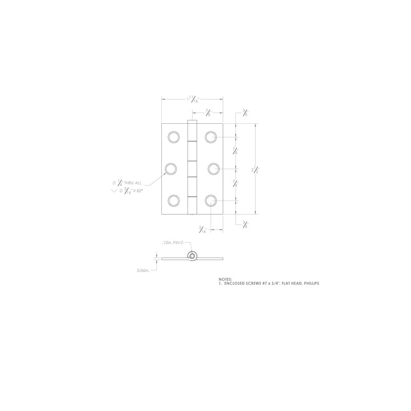 Ace 2.75 in. W X 2-1/2 in. L Bright Brass Gold Brass Narrow Hinge 2 pk, Pack of 5