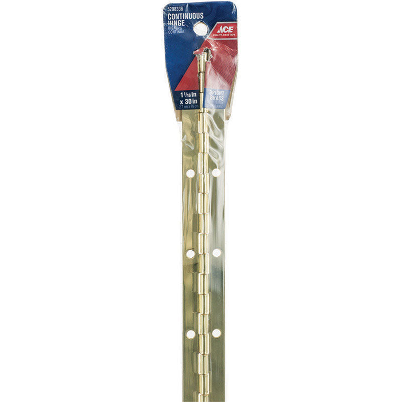 Ace 1 in. W X 30 in. L Bright Brass Brass Continuous Hinge 1 pk, Pack of 3