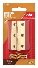 Ace 1-1/2 in. W X 2-1/2 in. L Polished Brass Brass Narrow Hinge 2 pk