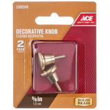 Ace Decorative Round Furniture Knob 5/8 in. D 1 in. Brass 2 pk