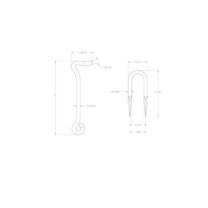 Ace 0.44 in. L Zinc Wire Staple Gate Hook 1 pk, Pack of 5
