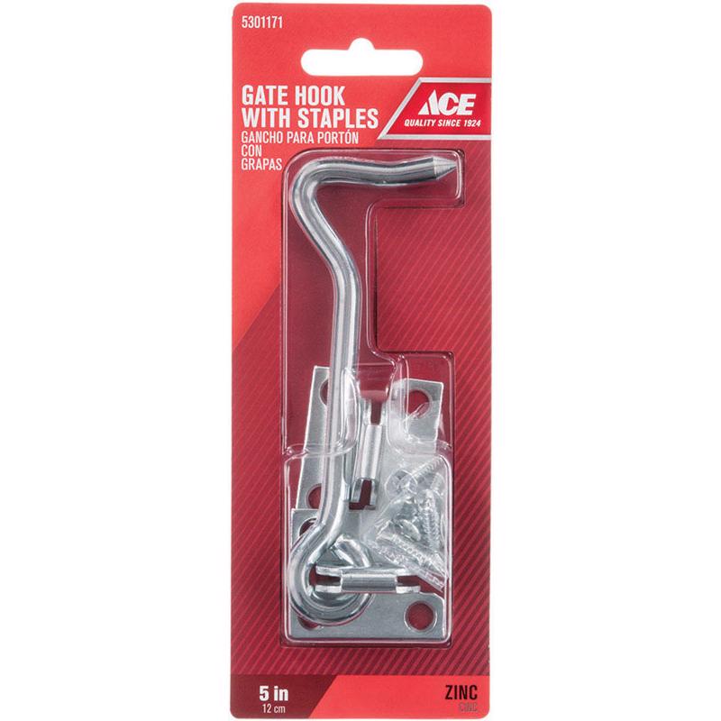 Ace 0.99 in. L Zinc Plate Staple Gate Hook 1 pk, Pack of 5