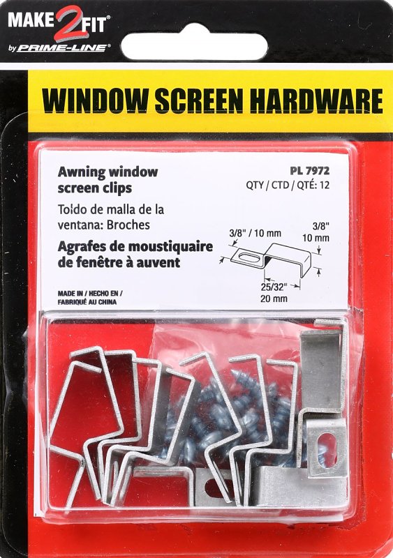 Make-2-Fit PL 7972 Screen Stretch Clip with Screw, Aluminum, Mill, For: 3/8 x 3/4 in Screen Frame
