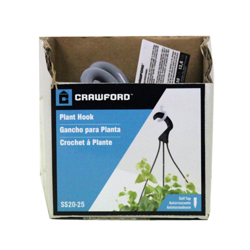 Crawford 3.5 in. L Vinyl Coated Gray Steel Small Storage Hook 30 lb. cap. 1 pk, Pack of 25