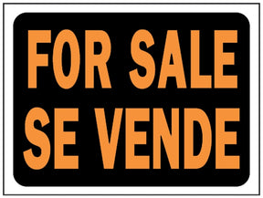 Hy-Ko Hy-Glo Series 3064 Identification Sign, FOR SALE SE VENDE, Fluorescent Orange Legend, Black Background, Plastic, Pack of 10