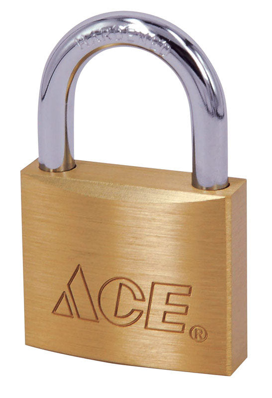 Ace 3/4 in. H X 3/4 in. W X 7/16 in. L Brass Double Locking Padlock
