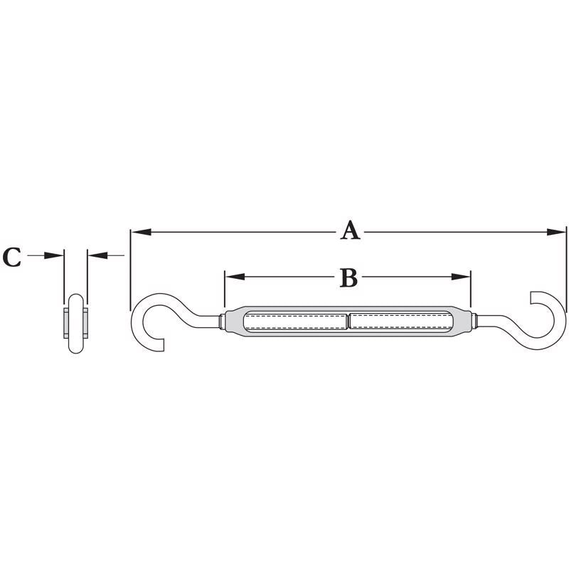 Hampton Zinc-Plated Aluminum/Steel Turnbuckle 275 lb, Pack of 10