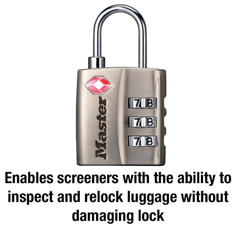 Master Lock 1-5/16 in. H X 3/8 in. W X 1-3/16 in. L Metal 3-Dial Combination Luggage Lock