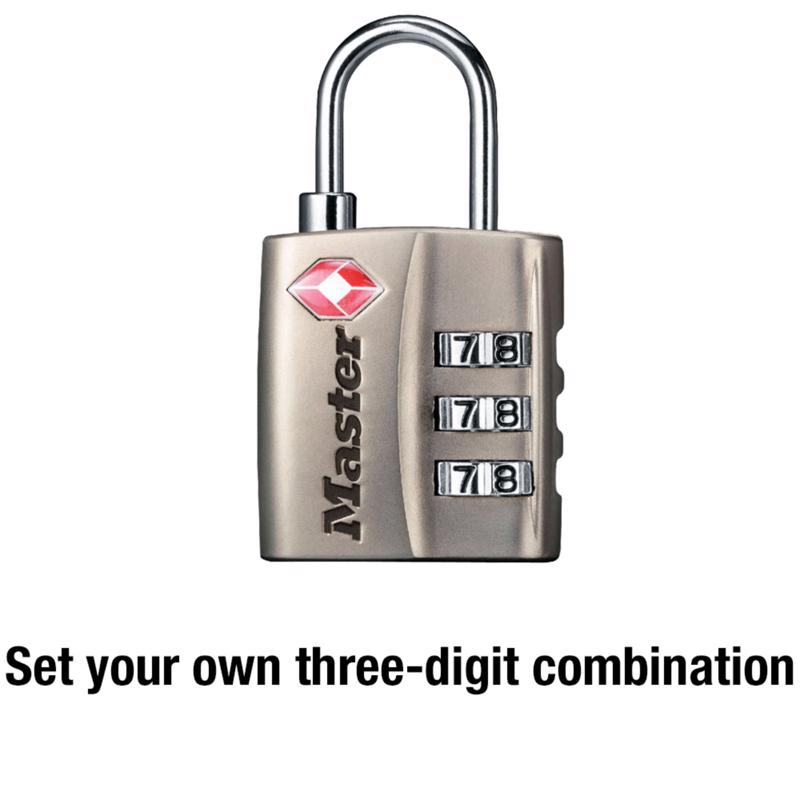 Master Lock 1-5/16 in. H X 3/8 in. W X 1-3/16 in. L Metal 3-Dial Combination Luggage Lock