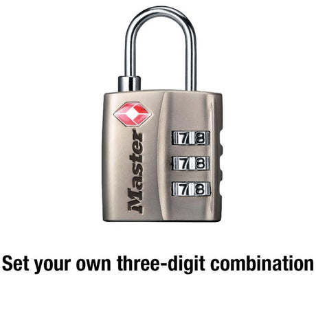 Master Lock 1-5/16 in. H X 3/8 in. W X 1-3/16 in. L Metal 3-Dial Combination Luggage Lock