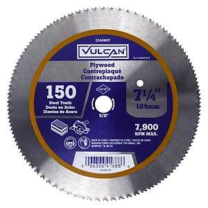 Vulcan 416880OR Circular Saw Blade, Steel, Bulk, 150T x 7-1/4 in, 7-1/4 in Dia, 5/8 in, 13/16 in Arbor, 150 -Teeth