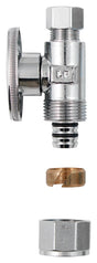 Plumb Pak PP2889EZ No Crimp Stop Valve, 1/2 x 1/4 in Connection, PEX Barbed x Compression, Brass Body