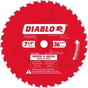 Diablo D0736GPA Circular Saw Blade, 7-1/4 in Dia, 5/8 in Arbor, 36-Teeth, Carbide Cutting Edge, Pack of 5