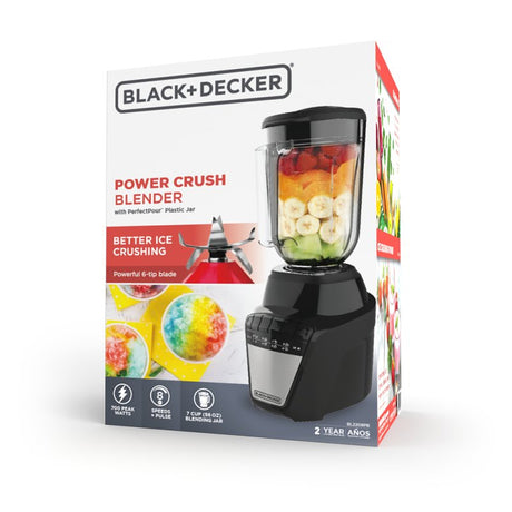 Black+Decker BL2208PB Ice Crush Blender, 56 oz Bowl, 700 W, 8-Speed, Black, Plastic Bowl
