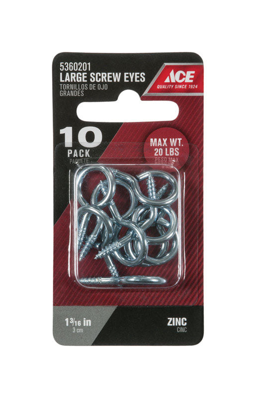 Ace 3/8 in. D X 1-3/16 in. L Zinc-Plated Steel Screw Eye 20 lb. cap. 10 pk, Pack of 5