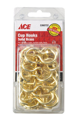 Ace Small Bright Brass Brass 1.875 in. L Cup Hook 30 lb 40 pk
