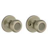 Kwikset 200T 5CP Passage Knob, Knob Handle, Metal, Antique Brass, 2-3/8 to 2-3/4 in Backset, 2-1/4 in Strike