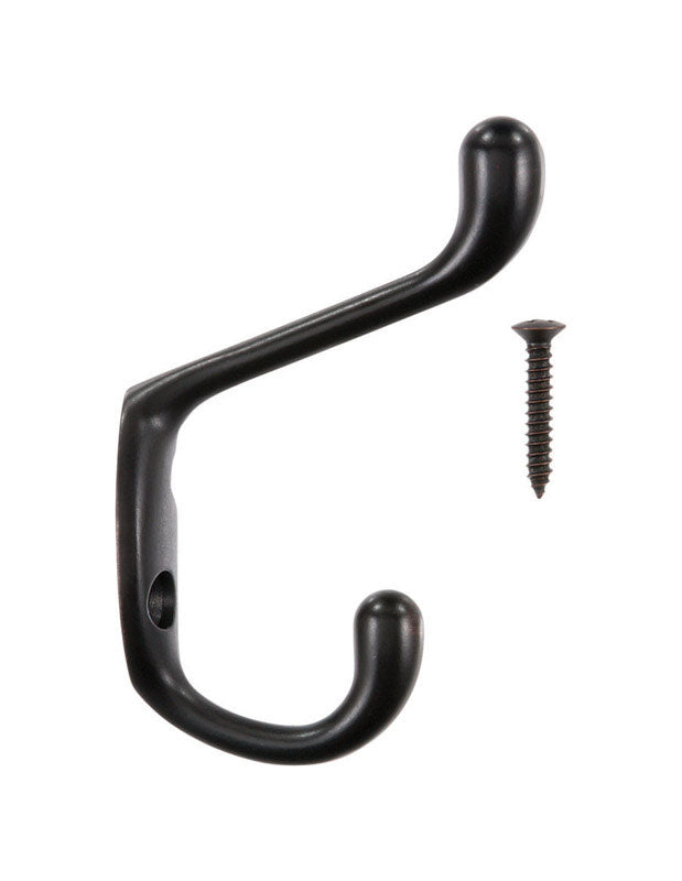 Ace 3 in. L Oil Rubbed Bronze Brown Brass Medium Heavy Duty Coat and Hat Hook 1 pk, Pack of 5