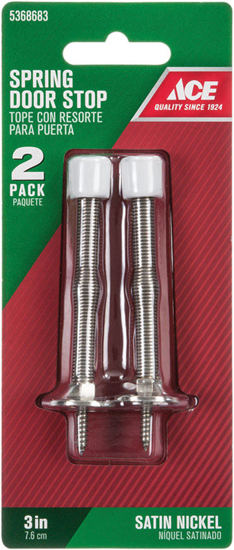 Ace 3 in. W Metal Satin Nickel Silver Spring Door Stop Mounts to door and wall 0 in., Pack of 5