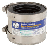 ProSource KJ-020 Coupling, 2 x 1-1/2 in, Cast Iron, Plastic and Steel Drain Pipes, Rubber/Stainless Steel