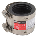 ProSource KJ-020 Coupling, 2 x 1-1/2 in, Cast Iron, Plastic and Steel Drain Pipes, Rubber/Stainless Steel